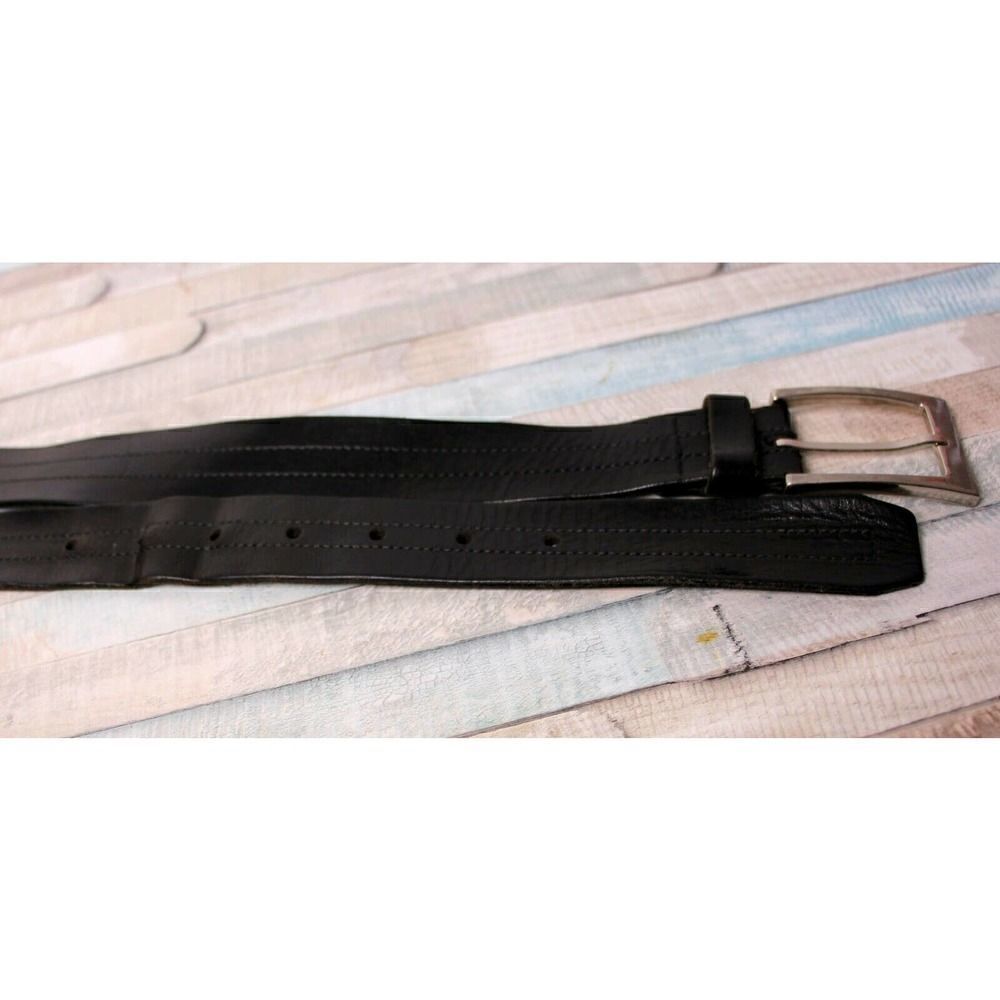 GUATEMALA BLACK GENUINE LEATHER 1.5"Wd STITCHED CASUAL WOMEN'S BELT Sz L (G91 - Picture 7 of 9